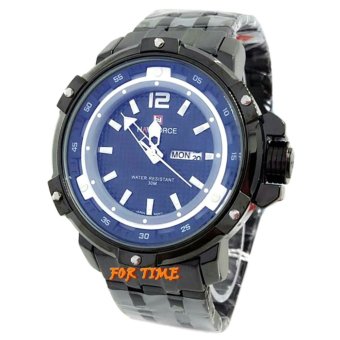 Naviforce - NF-9075M Jam Tangan Pria - Strap stainless steel-hitam putih  