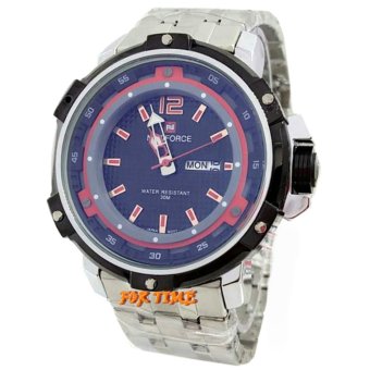 Naviforce - NF-9075M Jam Tangan Pria - Strap stainless steel-silver merah  