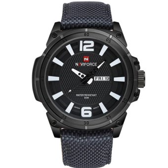 NAVIFORCE NF9066 Men Sports Watches Men's Quartz Hour Date Clock Man Nylon Strap Military Army Waterproof Wrist Watch Male Relogio Grey - intl  