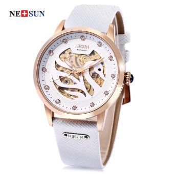 Nesun LN9301 Women Auto Mechanical Watch Hollow Swan Pattern Dial 5ATM Female Wristwatch (White) - intl  