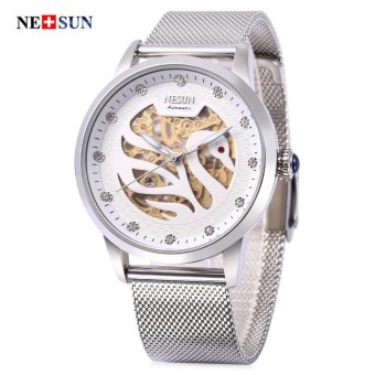 Nesun LS9301 Women Auto Mechanical Watch Swan Pattern Artificial Diamond Dial Female Wristwatch (Silver) - intl  
