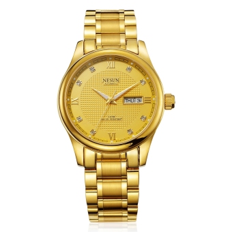 NESUN MS9121 Male Automatic Mechanical Watch Calendar Artificial Diamond Scales 5ATM Wristwatch (Gold)  