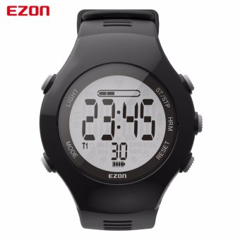 New Arrival EZON T043 Optical Sensor Heart Rate Monitor Fitness Digital Watch Pedometer Calorie Counter Men Women Sports Watch Black Color - intl  