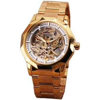 New Extravagant Noble Man Automatic Mechanical Wristwatch Delicate Skeleton Dial Self-wind Metal Strap Luxury Present+ GIFT BOX 162 - intl  