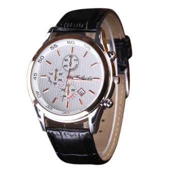 New Fashion Men Casual Bussiness Leather Date Analog Quartz Wristwatch (3#) - intl  