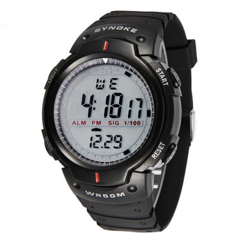 New Fashion Men Sport Watches SYNOKE Brand LED Electronic Digital Watch 50M Waterproof Outdoor Dress Wristwatches Military Watch(Black)    