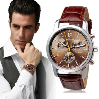 New Luxury Fashion Crocodile Faux Leather Mens Analog Watch Watches - intl  