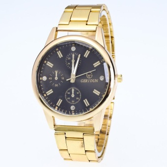New Mens Gold Watches Diamond Dial Gold Steel Analog Quartz Wrist Watch BK - intl  