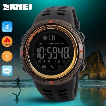 New SKMEI 1250 Men's Smart Sport Watch Brand Bluetooth Calorie Pedometer Fashion Watches Men 50M Waterproof Digital Clock Wristwatch (Gold) - intl  