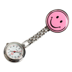 New Smile Face Nurse Fob Brooch Pendant Pocket Watch Quartz Watch Pink