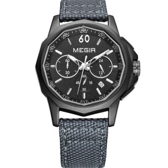 New style Megir Brand Classical Style Men's Analog Military Watches Nylon Chronograph Waterproof Quartz Wrist Watch Men Sports Mens Watch - intl  