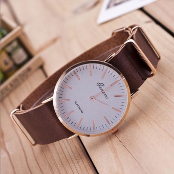 New Ultra-thin Leather Belt Geneva Classic Simple Scale Men Watches BW - intl  