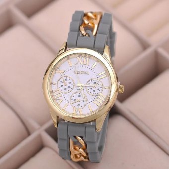 New Women Girl Watch Silicone Roman Numerals Quartz Wrist Watches Grey - intl  