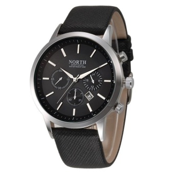 NORTH Luxury Mens Genuine Leather Band Analog Quartz Watches Wrist Watch BK - intl  