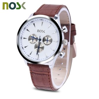 NOSK 8022 Male Quartz Leather Band Watch (Brown) - intl  
