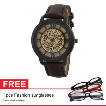OEM Quartz Watch OEM 0880 BRW Free Fashion Sunglasses - Jam Tangan Wanita - Brown  