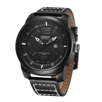 OHENuxury Genuineeather Watch Waterproof port Quartz Watch(White) - intl  