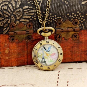 ooplm 2015 Antique Bronze Watch Pendants Eiffel Tower Small Necklace Women Mini Gifts Wholesale  