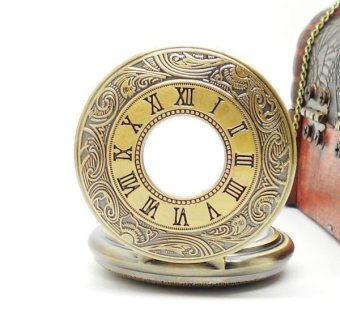 ooplm Wholesale dropship hot sale bronze big round golden face roman fashion vine pocket watch for woman  