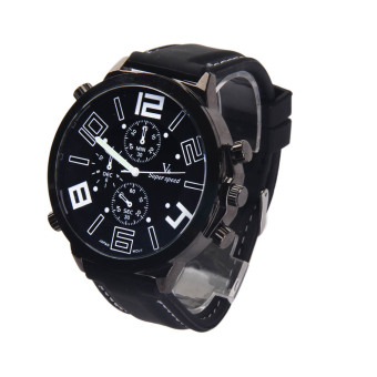 Oversize Men Quartz Silicone Cool Gift Watch Racing Sports Watch White Mark  