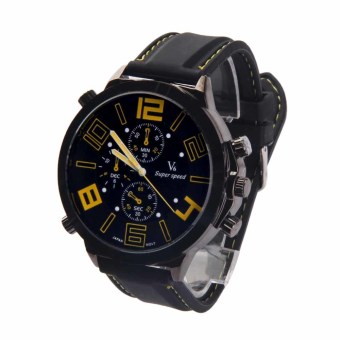 Oversize Men Quartz Silicone Cool Watch Racing Sport Army Watch Yellow Mark  