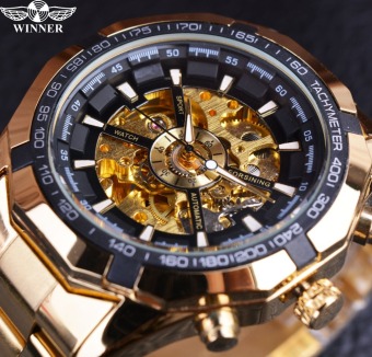Pemenang atas merek mewah penuh keemasan pria perancang busana kasual kerangka jam otomatis pria jam tangan olahraga - International  