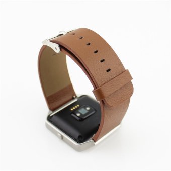 Penggantian kulit asli tali pengikat pergelangan tangan gelang jam untuk Fitbit Blaze Krida pelacak jam pintar layar monitor detak jantung di Coklat  