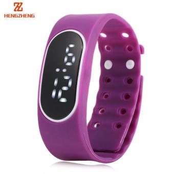 [PURPLE] HENGZHENG Digital Watch Date Display LED Wristwatch with Two Replaceable Dial - intl  