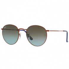 Ray-Ban Round Metal Rb3447 - Shiny Dark Bronze (900396) Size 53 Blue Gradient Brown