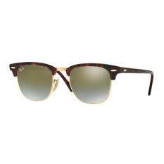 Ray-Ban Sunglasses Clubmaster RB3016 - Shiny Red/Havana (990/9J) Size 51 Green Flash Gradient