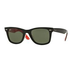 Ray-Ban Sunglasses Wayfarer RB2140F - Black On Text.Red Gl White (1016) Size 52 Crystal Green