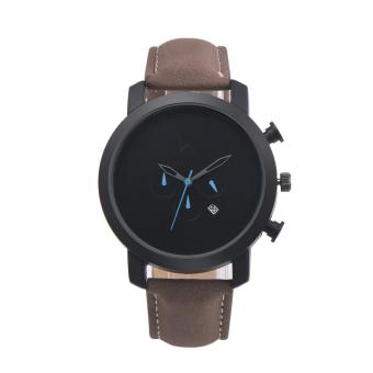 Retro Design Leather Band Analog Alloy Quartz Wrist Watch Coffee - intl  