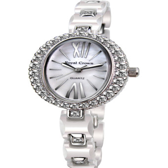 Royal Crown 3840- White Ceramic-Jam tangan Wanita - Stainless Steel  
