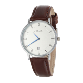 S & F JUBAOLI 1057 Womens Roman Numerals Analog Quartz PU Leather Band Wrist Watch with Date Function - White + Brown  