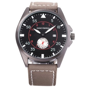 SANCYBIRDS FY964 Men Quartz Watch Canvas Band Date Display Working Sub-dial Wristwatch (#1) - intl  