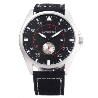 SANCYBIRDS FY964 Men Quartz Watch Canvas Band Date Display Working Sub-dial Wristwatch (#2) - intl  