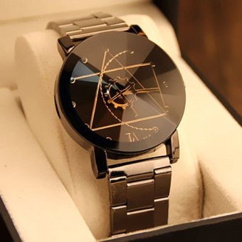 Santorini Jam Tangan Wanita Analog Fashion Watch Stainless Steel Men Women Lady Quartz Analog Wrist Watch - BLACK  