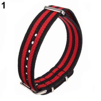 Sanwood® 18mm/20mm Adjustable Durable Nylon Wrist Watch Band Strap Replacement Tool 20mm (3BLACK_2red) - intl  