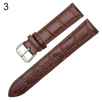 Sanwood® Unisex Faux Leather Watch Strap Buckle Band Black Brown White 16 mm (Brown) - intl  