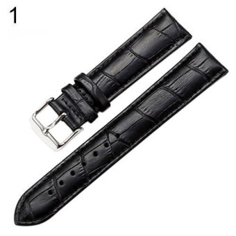 Sanwood® Unisex Faux Leather Watch Strap Buckle Band Black Brown White 18mm (Black) - intl  