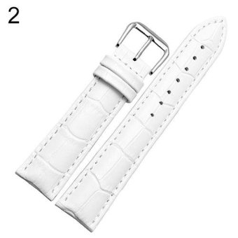 Sanwood® Unisex Faux Leather Watch Strap Buckle Band Black Brown White 20mm (White) - intl  