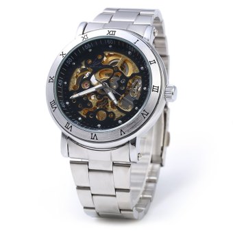 SHENHUA CGX 20 Male Automatic Mechanical Watch Sport Hollow-out with Roman Number Dial Wristwatch (SILVER)  