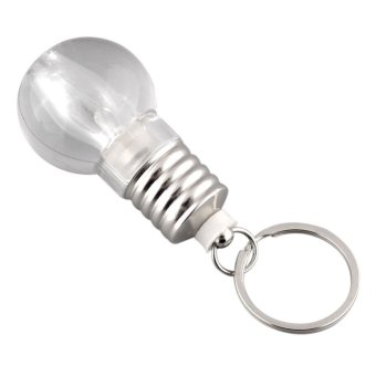 Silver LED Flash Lights Mini Bulb Key Keyring Xmas Design Keychain Keyring Lamp - intl  