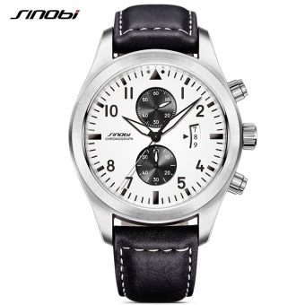 SINOBI 9662 Mens Military Chronograph Wrist Watches Date Leather Sports Shock Quartz Clock - intl  