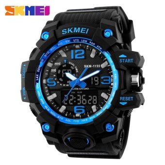 SKMEI 1155 Fashion Men Digital LED Display Sport Watches Quartz Watch 50M Waterproof Dual Display Wristwatches - intl  