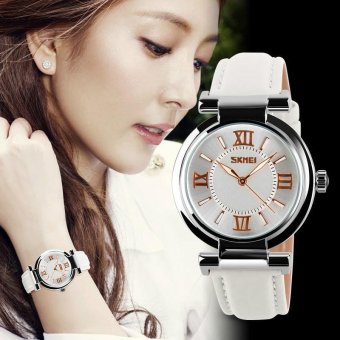 SKMEI 9075 Fahsion jam kulit wanita jam Quartz jam tangan kulit putih - International  