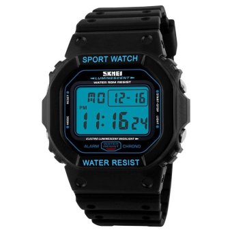 Skmei Brand Watches Men LED Digital Watch Black PU Watchband Dive 50M Fashion Outdoor Sport Wristwatches 1134 (Black Blue) - intl  