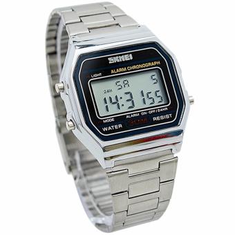 SKMEI Casio Digital Casual Men Stainless Strap Watch Anti Air Water Resistant WR 30m DG1123 Jam Tangan Pria Formal Tali Besi - Silver  