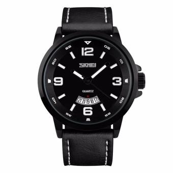 SKMEI Casual Men Leather Strap Watch Water Resistant 30m - 9115CL - Black  