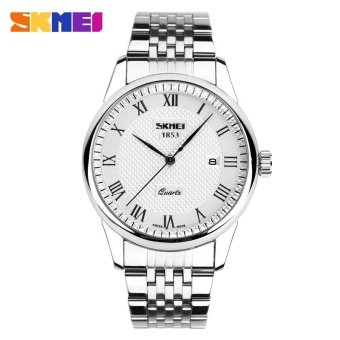 SKMEI Couple Wholesale Quartz Wristwatches Fashion Casual Men Watches relogio feminino Waterproof Business Leather Strap Clock 9058 - intl  